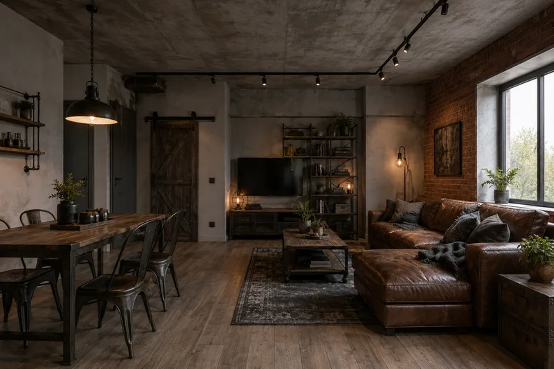 Industrial Apartment Living Room — AI room redesign, after