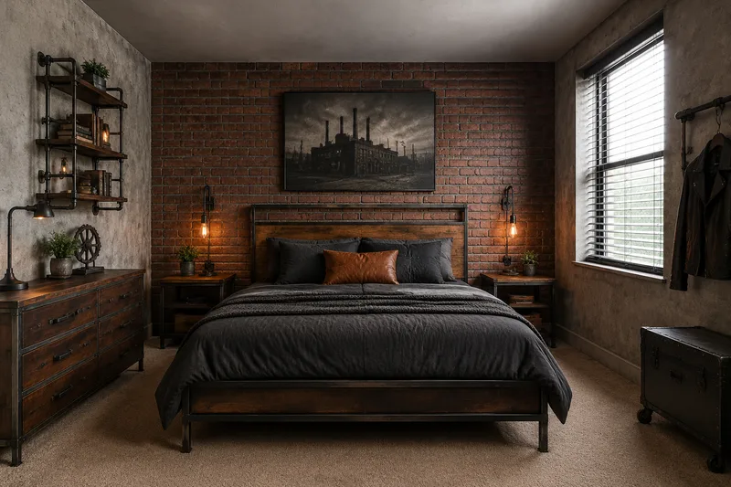 Industrial Bedroom — AI room redesign, after