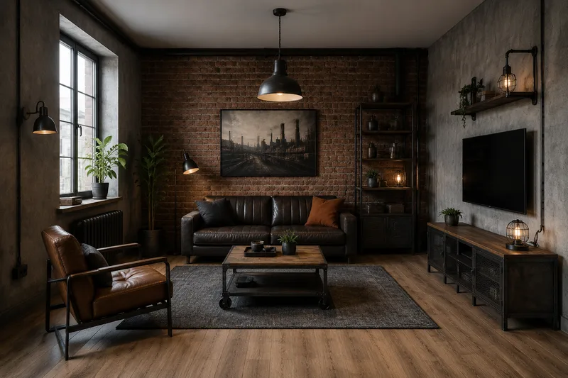 Industrial Living Room — AI room redesign, after